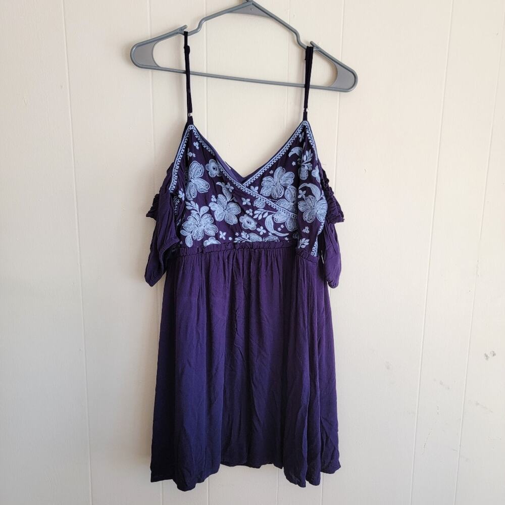 Savanna Jane Embroidered Off Shoulder Babydoll Mini Dress - Picture 2 of 3